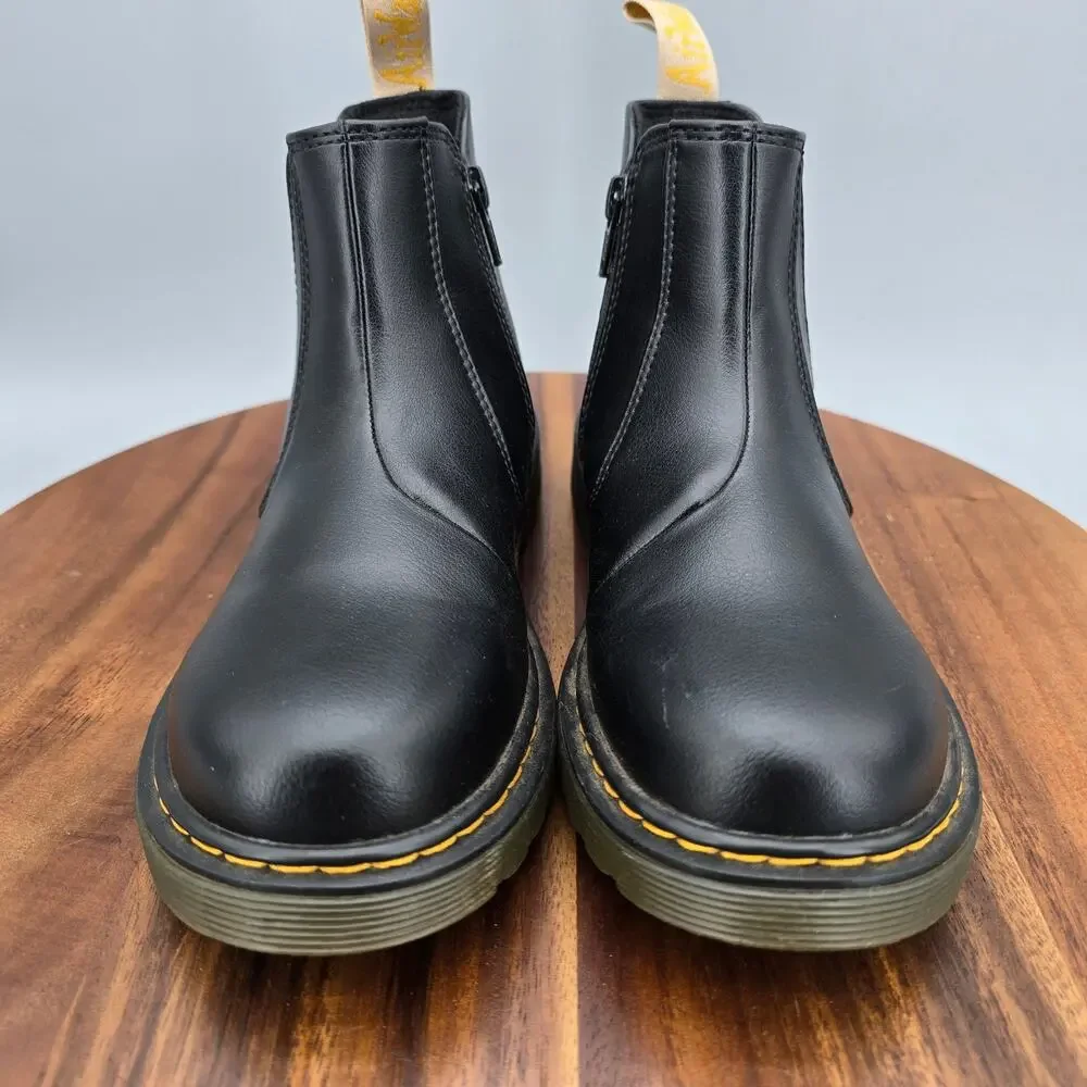 Dr Martens Boots Youth Kids 3 Black 2976 Vegan Side Zip Ankle Chelsea Booties